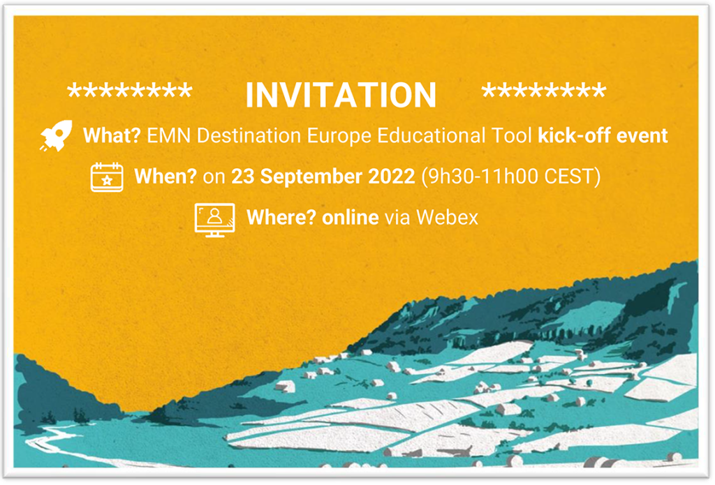 Invitation: Online kick-off event for Destination Europe - 23 September 2022 (9h30-11h00 on Webex)